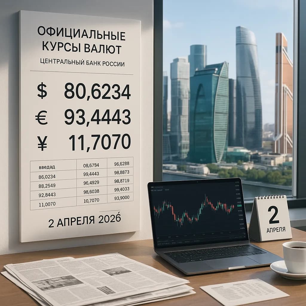 Курсы доллара, евро и юаня на 2 апреля 2026 года