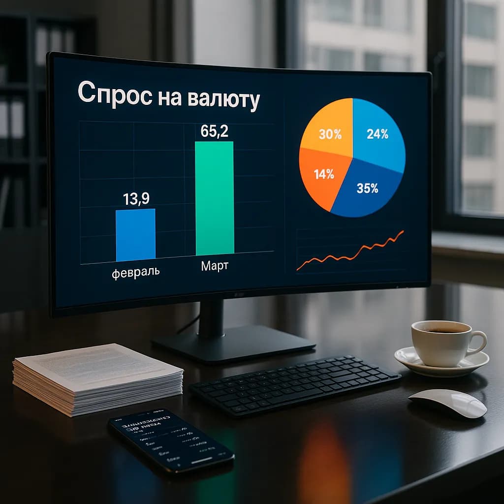 Россияне закупили валюту на 65,2 млрд рублей в марте 2026 года