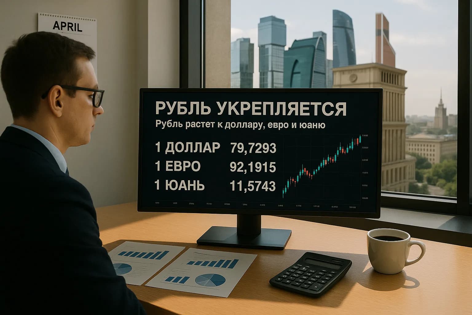 Рубль укрепляется: курсы доллара, евро и юаня на 6 апреля