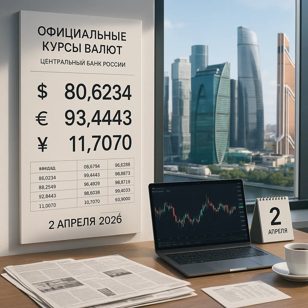 Курсы доллара, евро и юаня на 2 апреля 2026 года